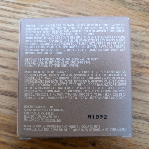 Rose Inc Solar Radiance Hydrating Cream Highlighter NEW Brilliant Pearl 0.17 oz - Picture 2 of 6